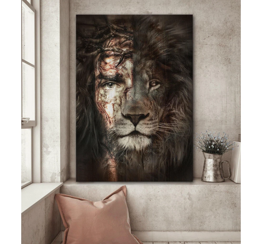 Personalized Poster, Canvas - Jesus And Lion Christian Jesus Lion And ...