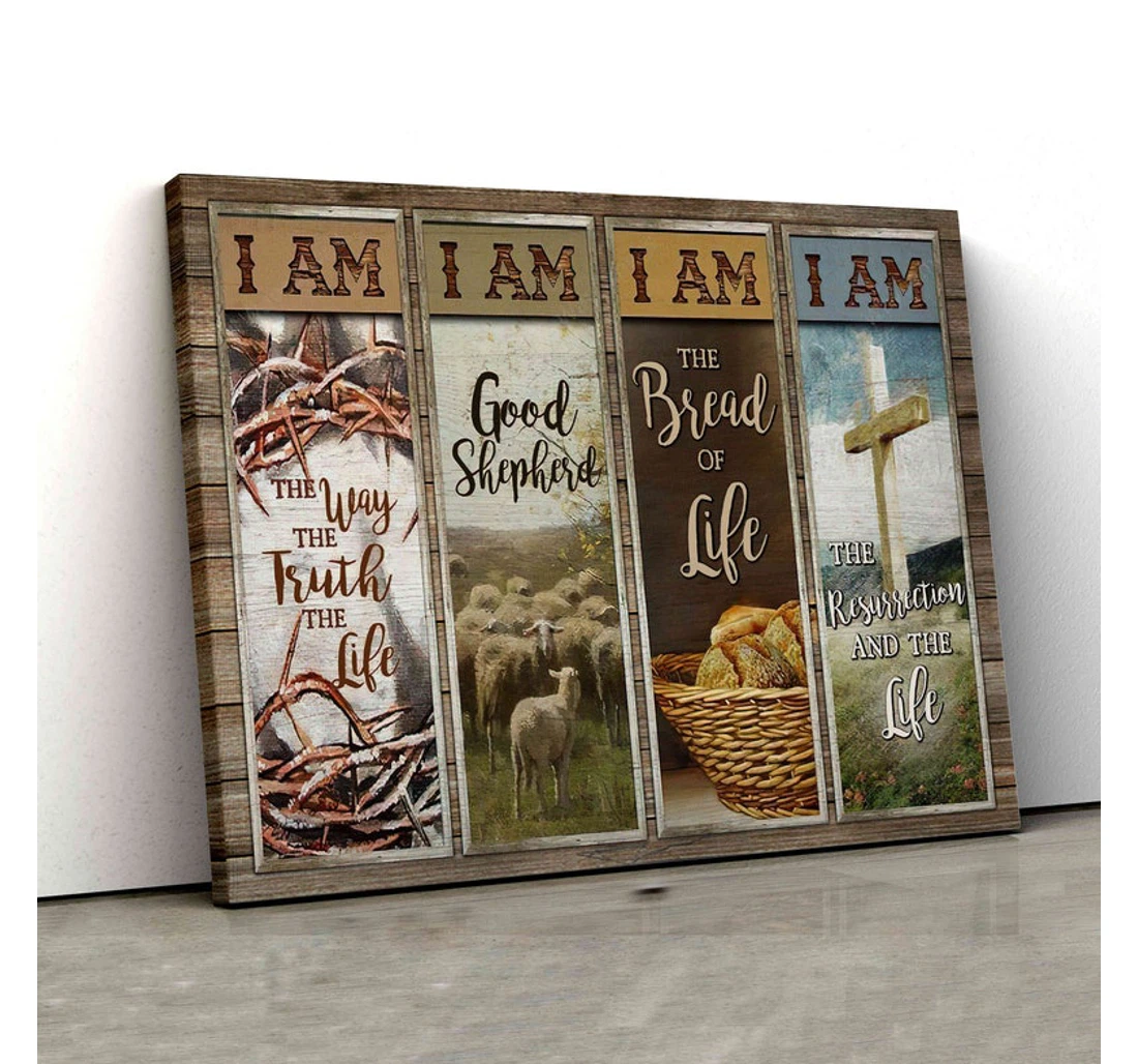 Personalized Poster, Canvas - I Am The Way The Truth The Life Lamb The Bread God Jesus Print Framed Wall Art