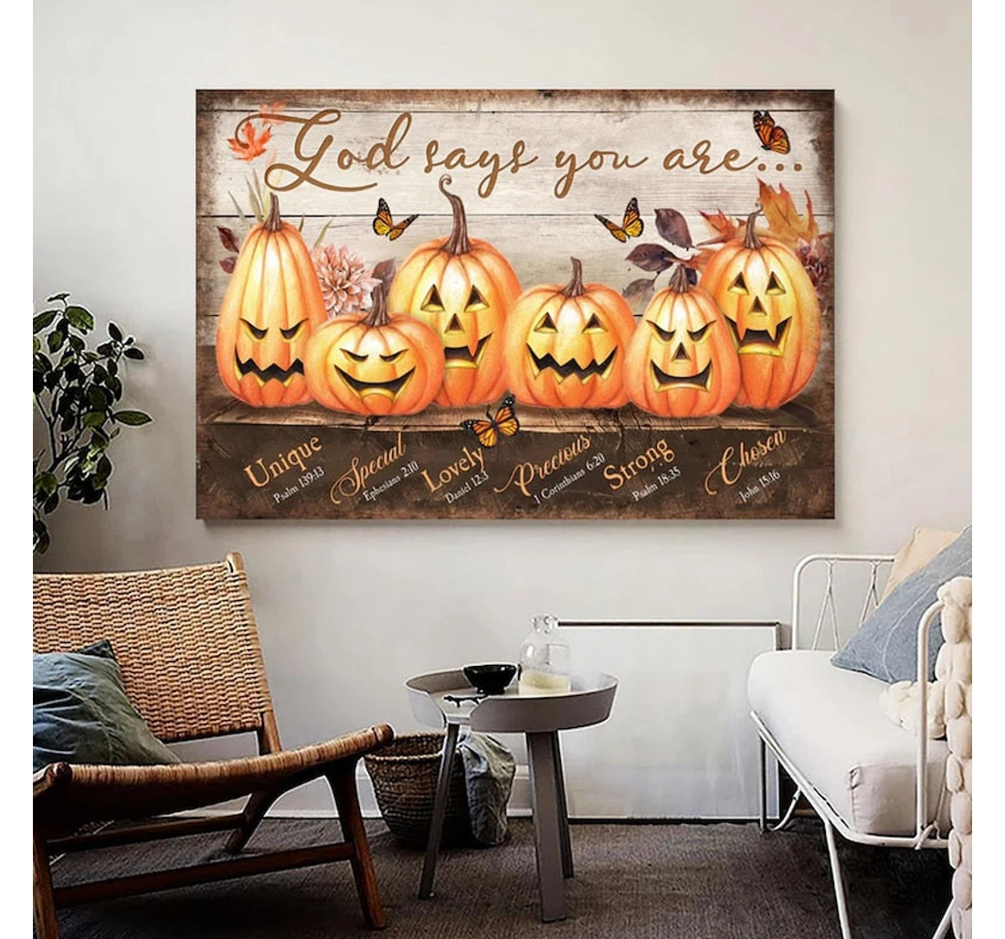 Personalized Poster, Canvas - God Says You Are Jesus God Pumpkin Print Framed Wall Art