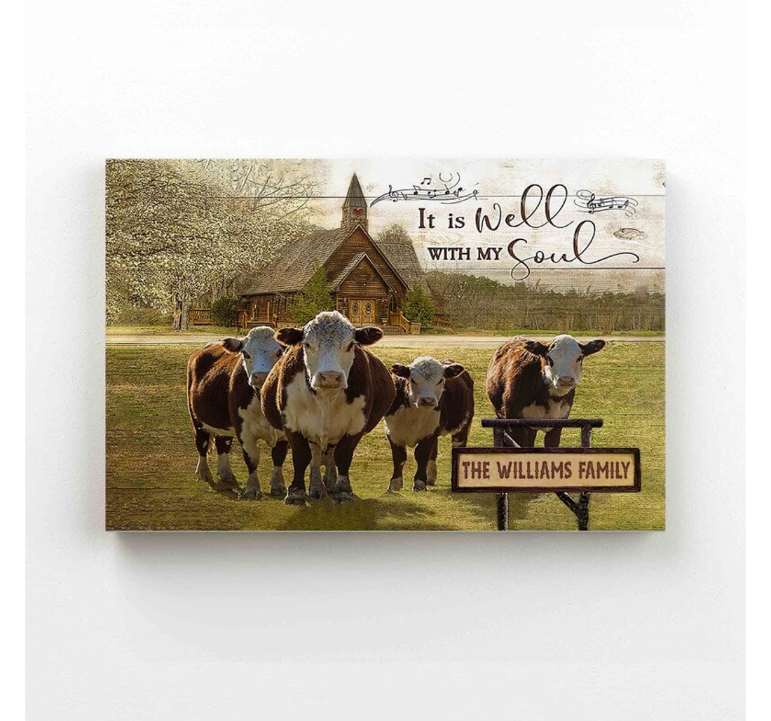 Poster, Canvas - The Farmer Personalized Cow Farm Print Framed Wall Art