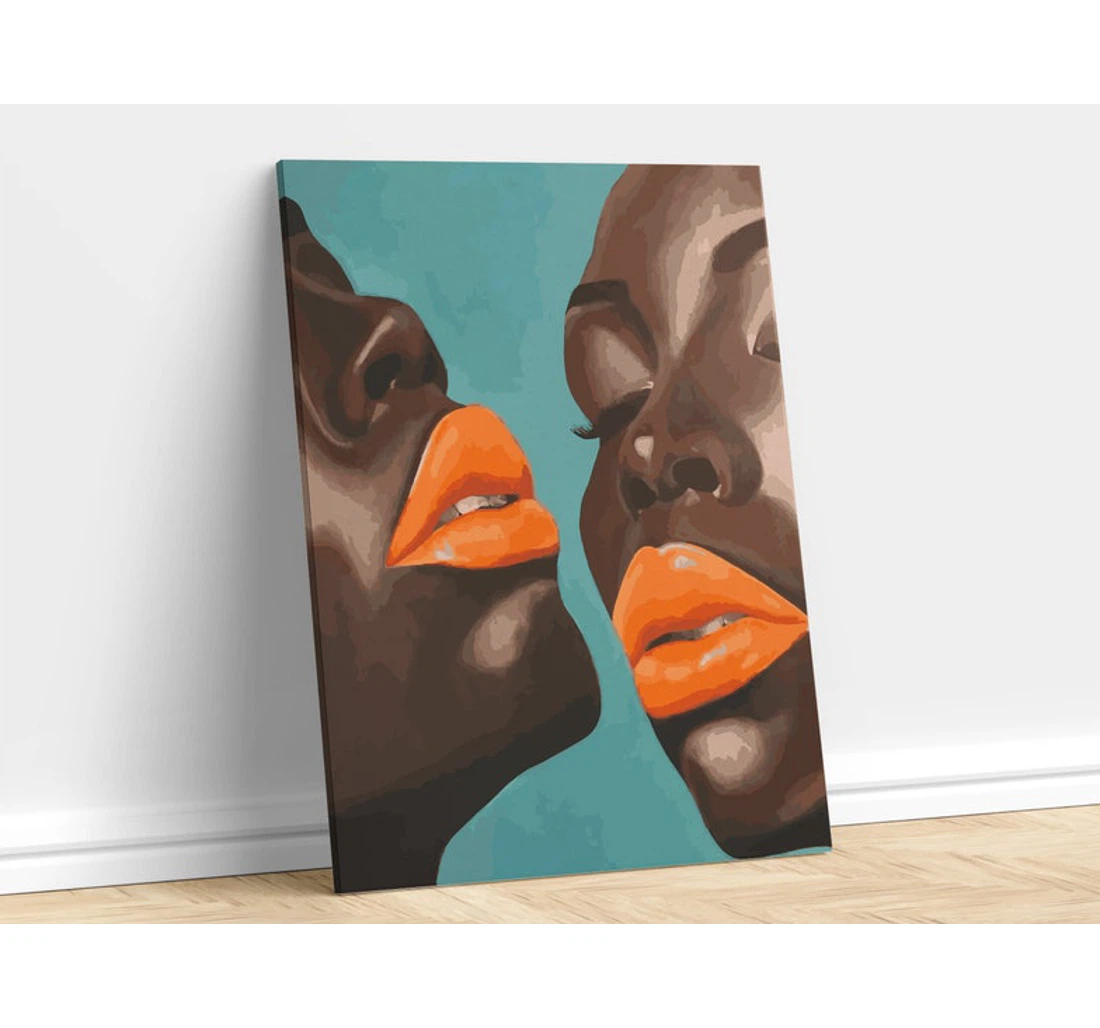 Personalized Poster, Canvas - African-american Woman Melanin Lips Black Girl Portrait Black Queen Afro Queen Print Framed Wall Art