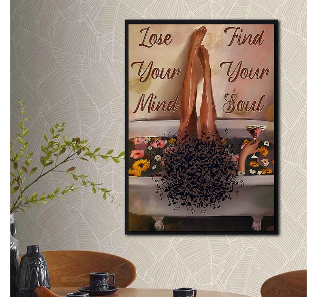 Personalized Poster, Canvas - Lose Your Mind Find Your Soul Afro Queen Black Woman African American Woman Black Woman Black Girl Print Framed Wall Art