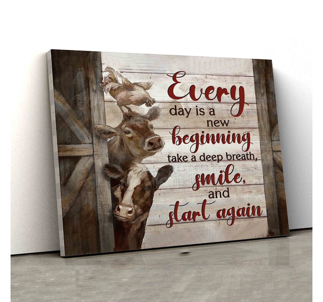 Personalized Poster, Canvas - Everyday Is A New Beginning Take A Deep Breath And Start Again Farm Print Framed Wall Art