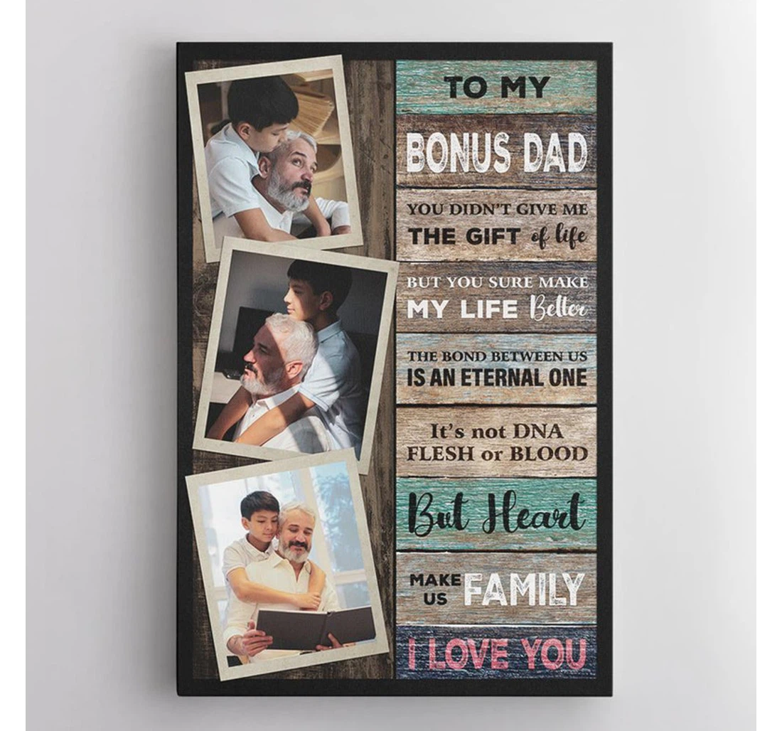 Poster, Canvas - Personalize Dad Bonus Dad Father Day Stepped Up Dad From Daughter To Dad Personalize Father Day Step Dad Print Framed Wall Art