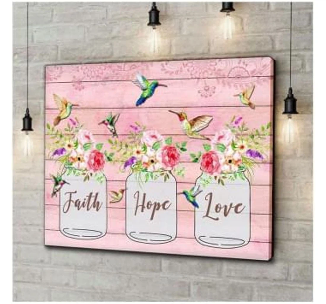 Personalized Poster, Canvas - Hummingbird Flower Lovers Faith Hope Love Print Framed Wall Art