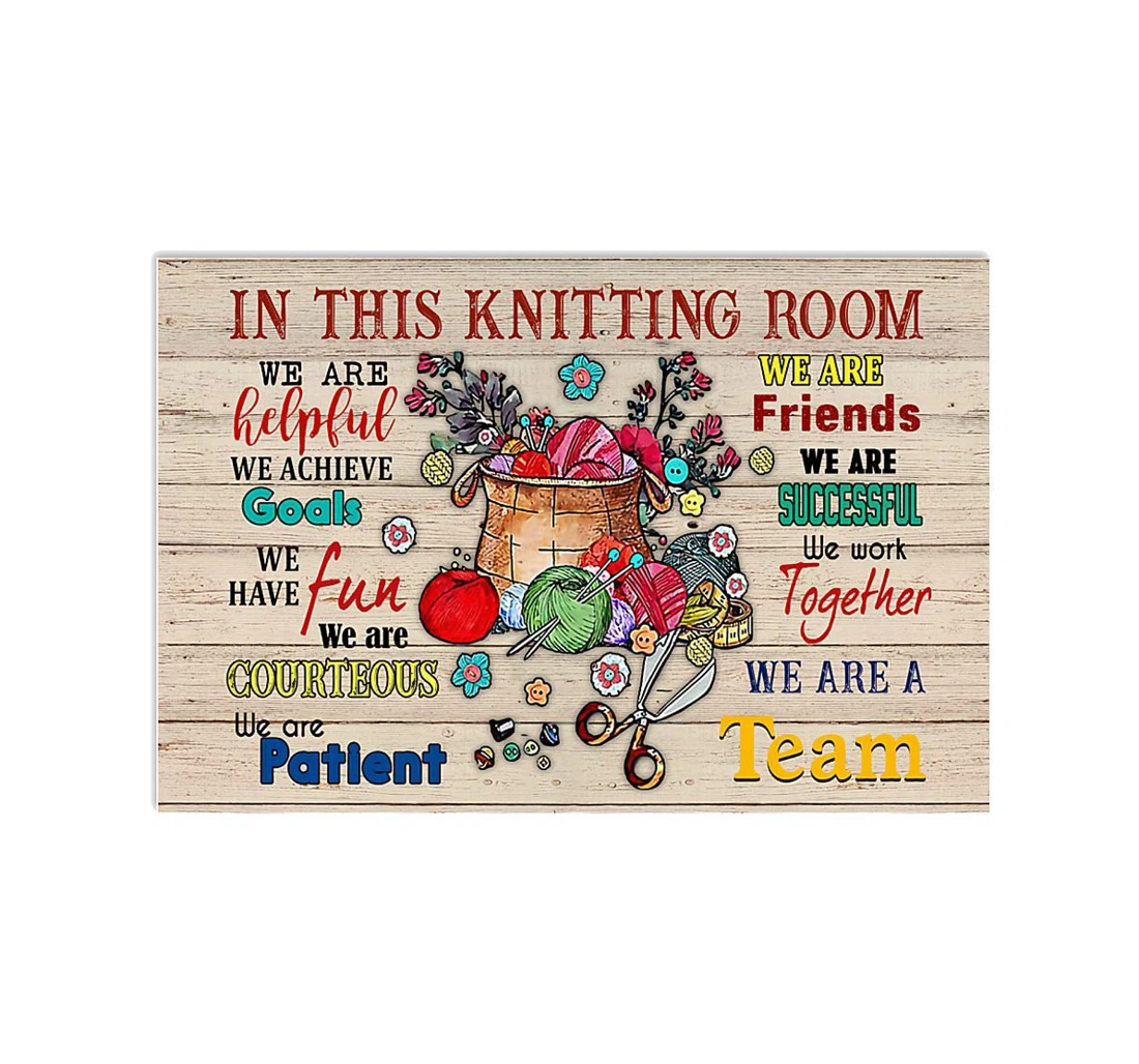 Poster, Canvas - In Knitting Were Helpful Friends Successful Were Team Print Framed Wall Art