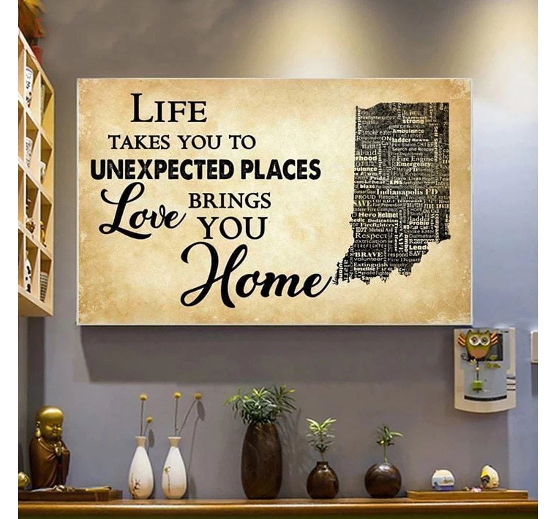 Poster, Canvas - Life Takes You To Unexpected Places Love Bring You Print Framed Wall Art