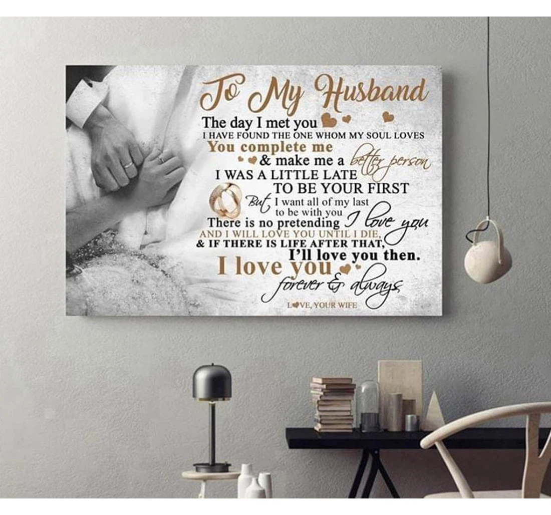 Poster, Canvas - To Husbyou Complete Me Make Me Better Person Print Framed Wall Art