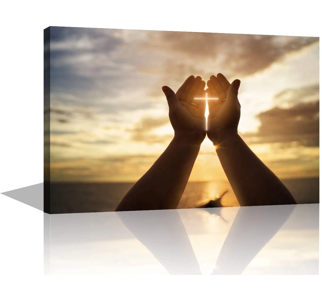 Personalized Poster, Canvas - Jesus Hands Resurrected House Catholic Sunshine Print Framed Wall Art