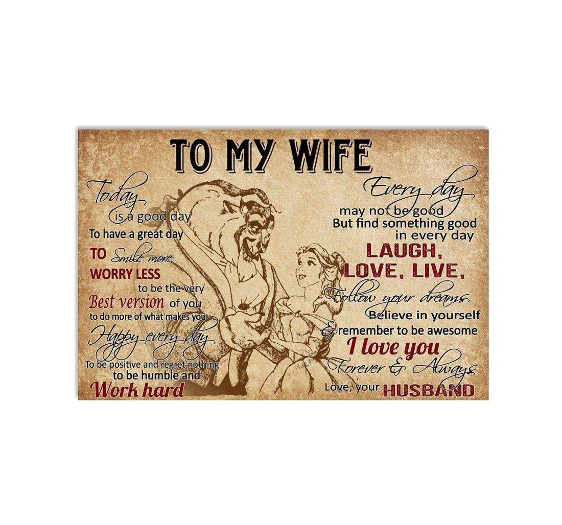 Personalized Poster, Canvas - Beauty Beast To Wife Today Is Good Day Print Framed Wall Art