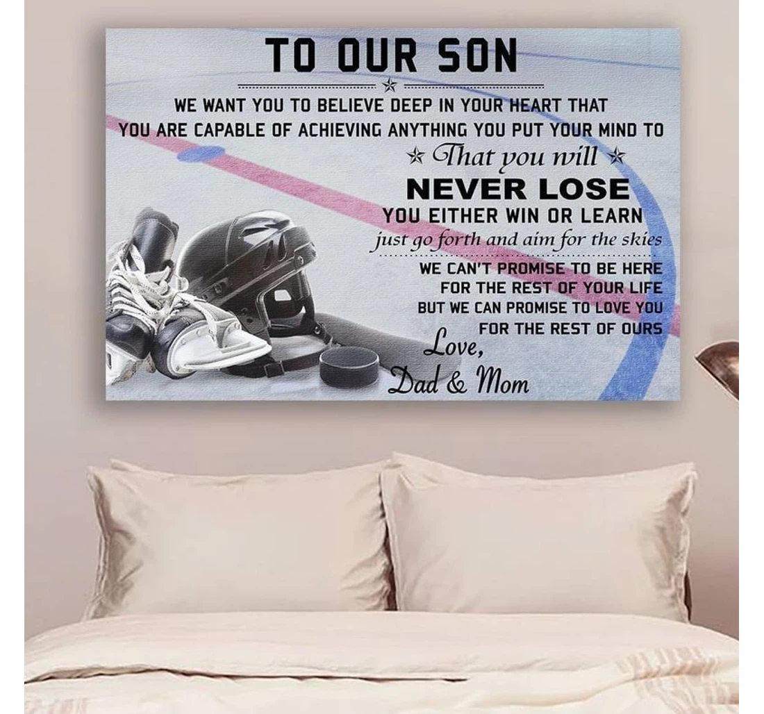 Personalized Poster, Canvas - Hockey To Our Son Never Lose Print Framed Wall Art