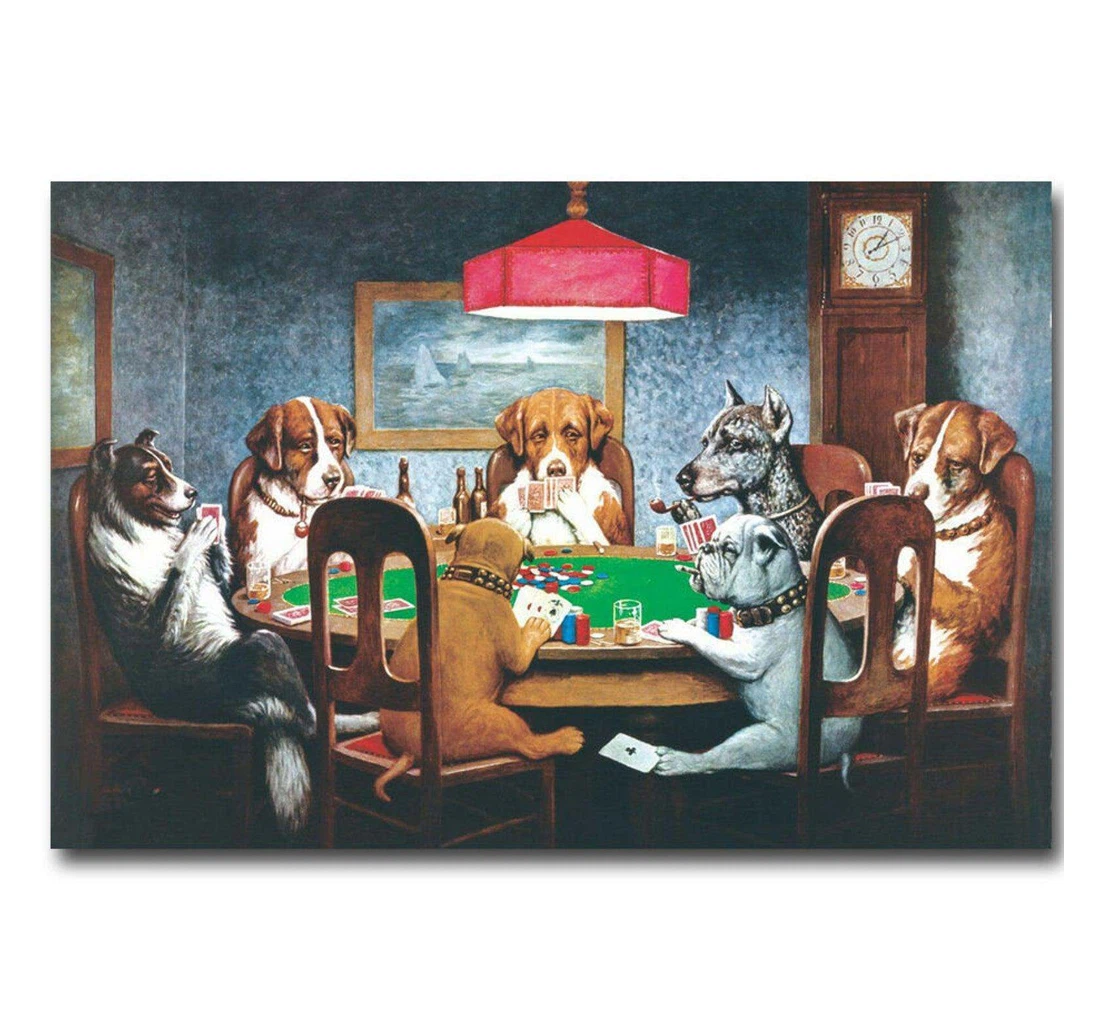 Personalized Poster, Canvas - Cuadro Perros Jugando Billar Al Poker Aliens Bests Animals Lovers Print Framed Wall Art