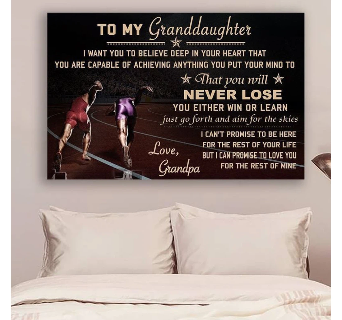 Personalized Poster, Canvas - Athletics Grandpa To Granddaughter Never Lose Print Framed Wall Art