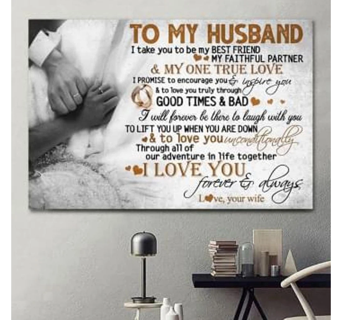 Poster, Canvas - To Husbbe My Best Friend My Faithful Partner Print Framed Wall Art