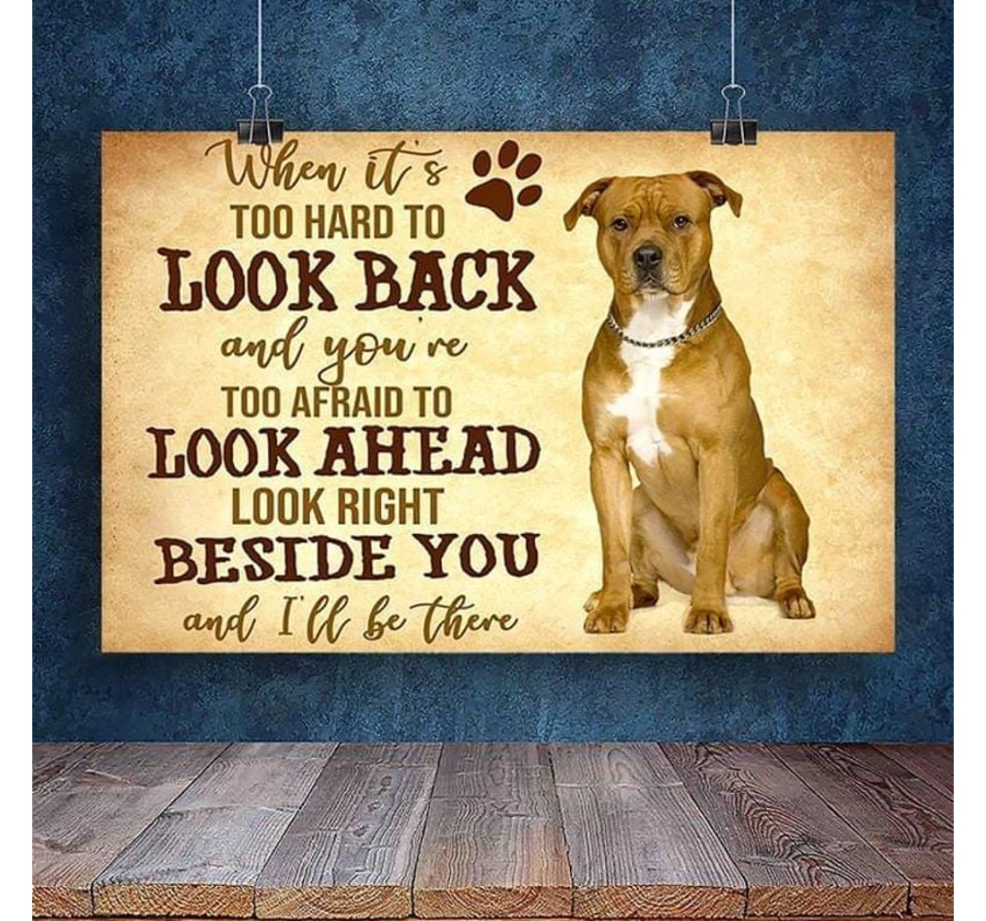 Poster, Canvas - Pitbull When It Is Too Hard To Look Back Print Framed Wall Art