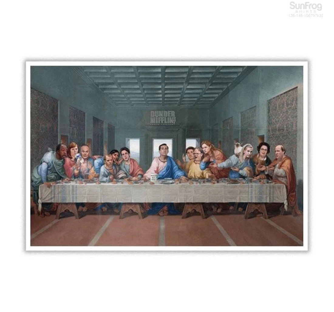 Poster, Canvas - The Last Meal That Jesus Dunder Miflin Print Framed Wall Art