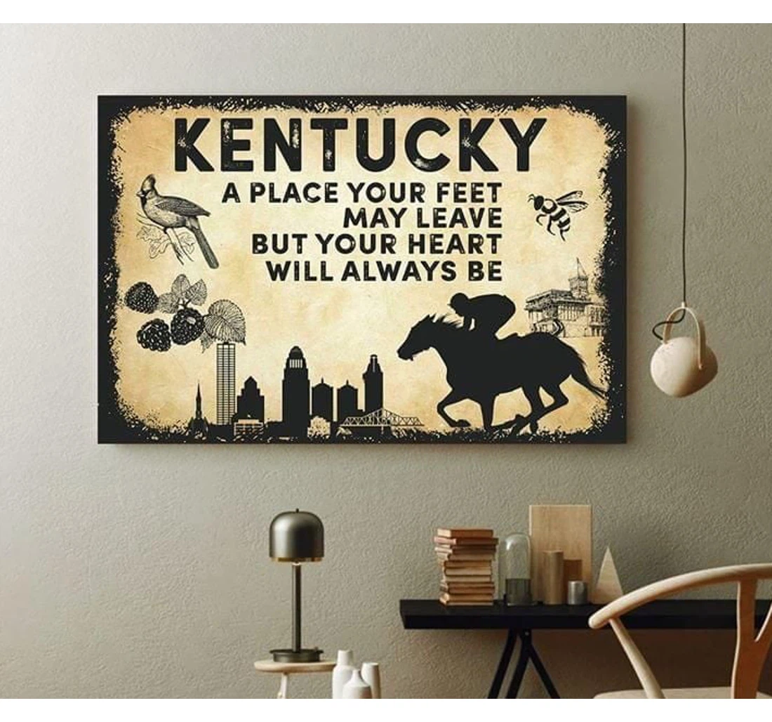 Poster, Canvas - Kentucky Place Your Fberry My Old Kentucky Cardinal Bee Print Framed Wall Art