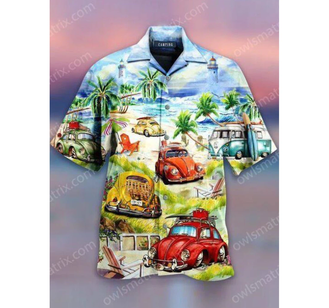 Camping Life Style Retro Hawaiian Shirt, Button Up Aloha Shirt For Men, Women