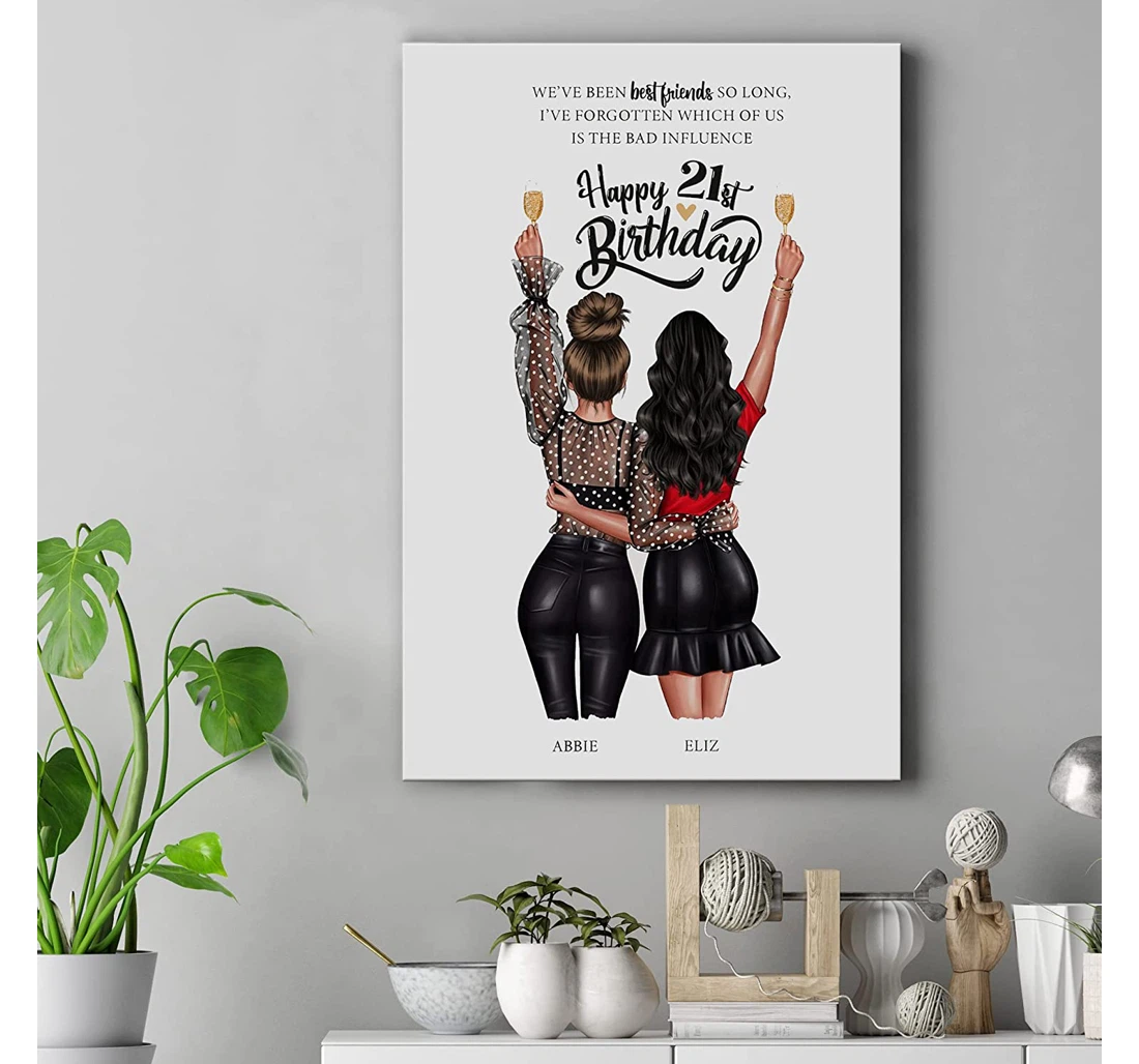 Poster, Canvas - Custom Custom 21st Birthday Her, Friend Gift, Friend Birthday Gift, Friend Gift, Friend Art, Birthday Gift, Personalized Print Framed Wall Art