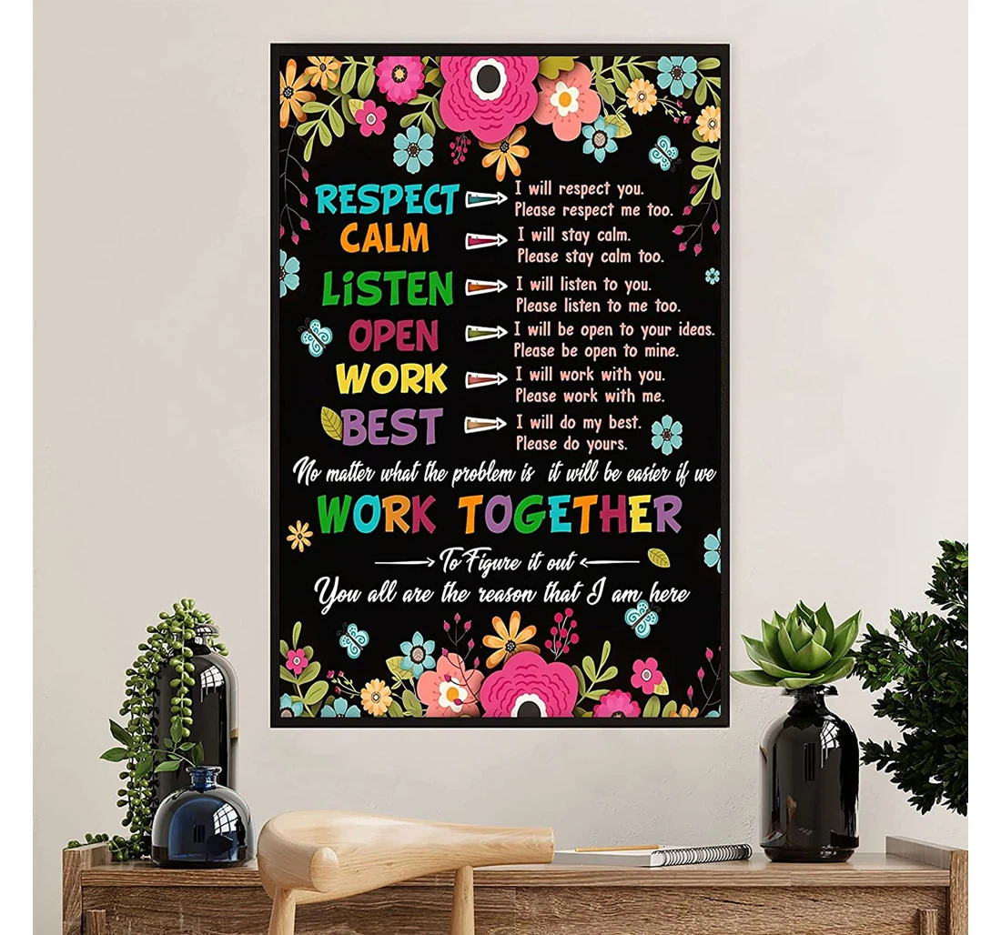 Poster, Canvas - Meaningful Teacher Work Together Back To School Teacher And Learning Preschool On Christmas, Birth Print Framed Wall Art