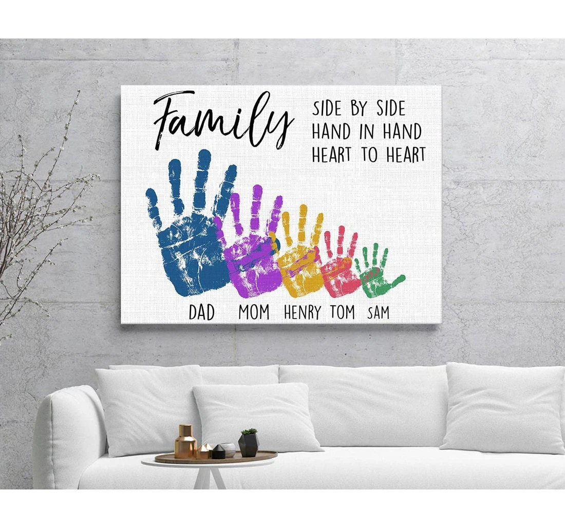 Poster, Canvas - Personalized Hands Custom Handprints Art, Family, Mom Print Framed Wall Art