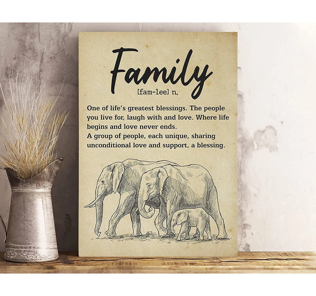 Poster, Canvas - Definition Elephant Art, Definition Sign, Definition Print, Family Print Framed Wall Art