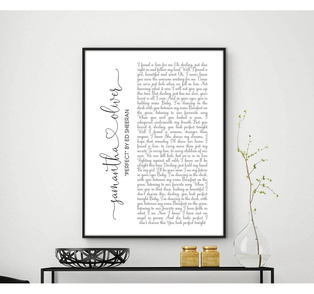 Poster, Canvas - Personalized Custom Name Date Wedding Song Lyrics First Dance Favorite Song 1st Anniversary Her Him Birthday Engagement Couple Hanging Print Framed Wall Art