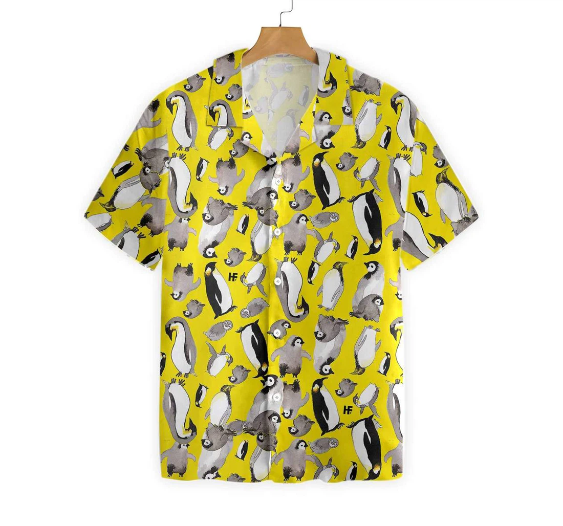 Personalized Penguin Family Hawaiian Shirt, Button Up Aloha Shirt For Men, Women