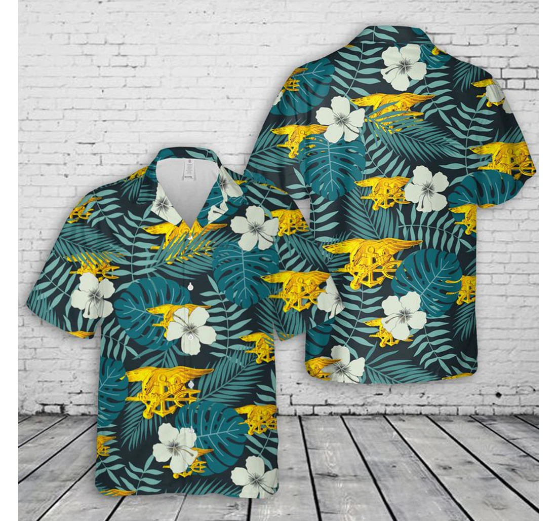 Personalized Navy Special Warfare Insignia Hawaiian Shirt, Button Up Aloha Shirt For Men, Women