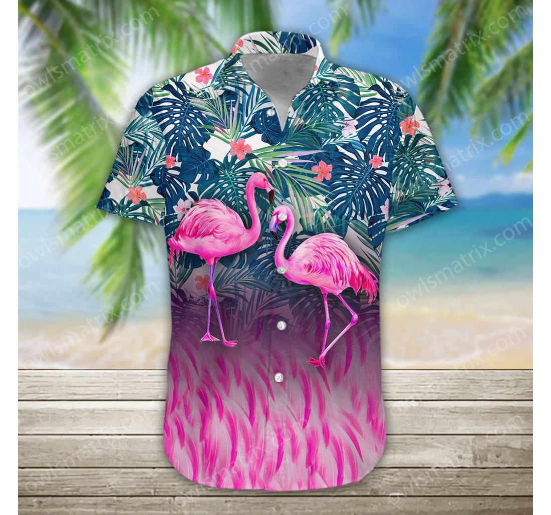 Personalized Flamingo Lover Retro Hawaiian Shirt, Button Up Aloha Shirt For Men, Women