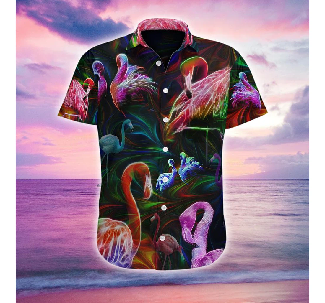 Personalized Flamingo Hawaiian Shirt, Button Up Aloha Shirt For Men, Women