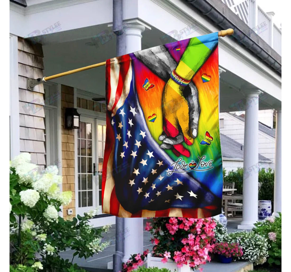 Lgbt Pride. Love Is Love Double-Sided, UV And Fade - Resistant Flag