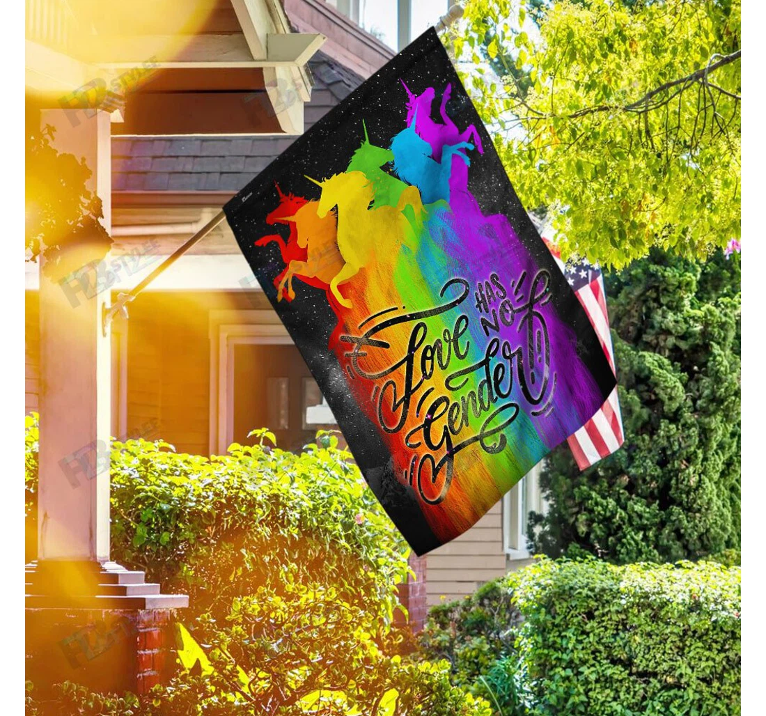 Unicorn Lgbt Love Has No Gender Double-Sided, UV And Fade - Resistant Flag