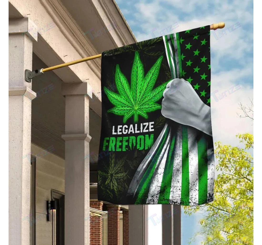 Weed American Independence Day 4th July Double-Sided, UV And Fade - Resistant Flag