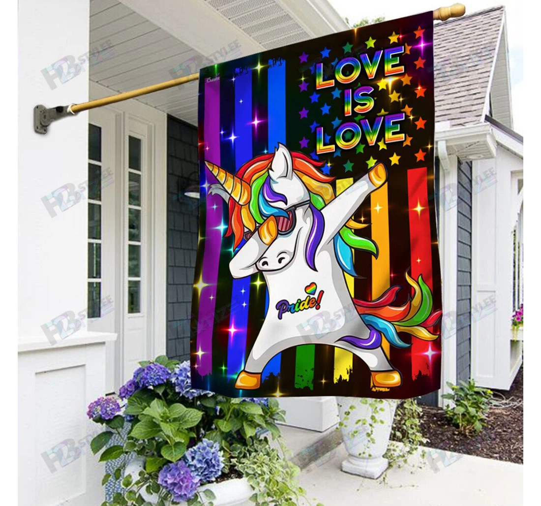 Unicorn Love Is Love, Pride Lgbt Rainbow Double-Sided, UV And Fade - Resistant Flag