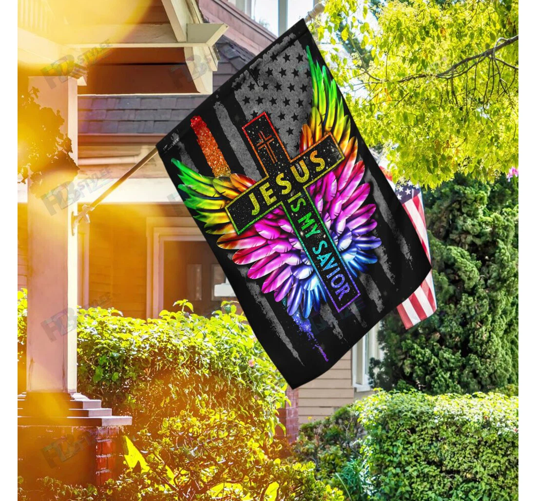 Jesus Is My Savior Lgbt Wing Double-Sided, UV And Fade - Resistant Flag
