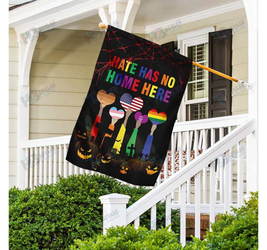 Hate Has No Here Lgbt Pumpkin Halloween Double-Sided, UV And Fade - Resistant Flag