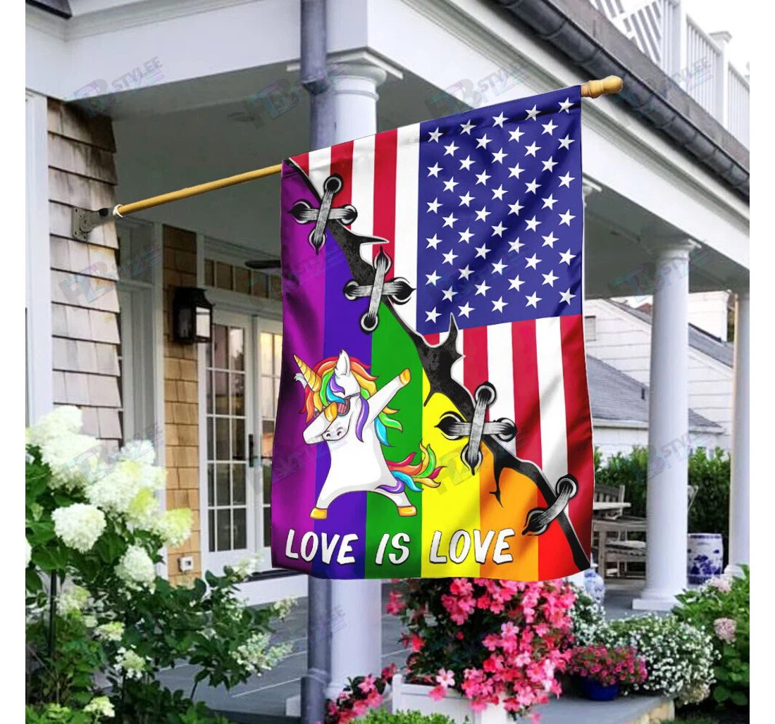 Lgbt Unicorn American U.s. Double-Sided, UV And Fade - Resistant Flag