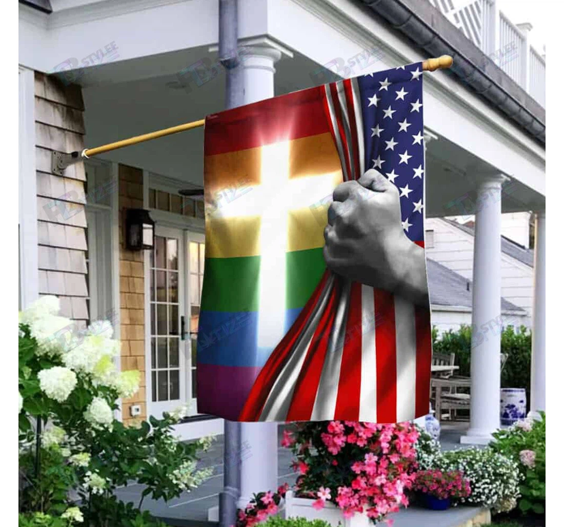 Lgbt Pride Cross American Q Double-Sided, UV And Fade - Resistant Flag