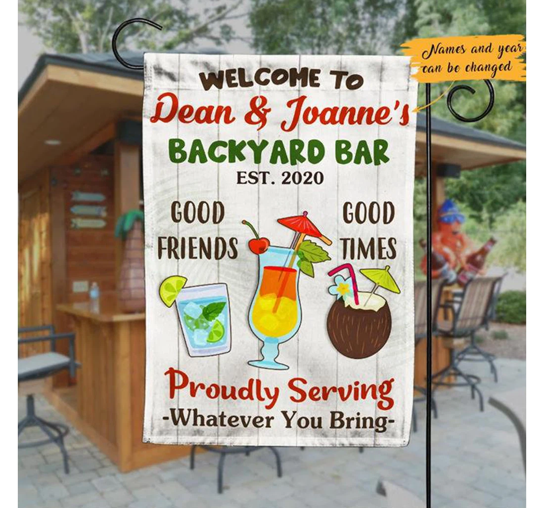 Back Bar Custom Backyard Bar Decorations, Good Friends Good Times Thick Double-Sided, UV And Fade - Resistant Flag