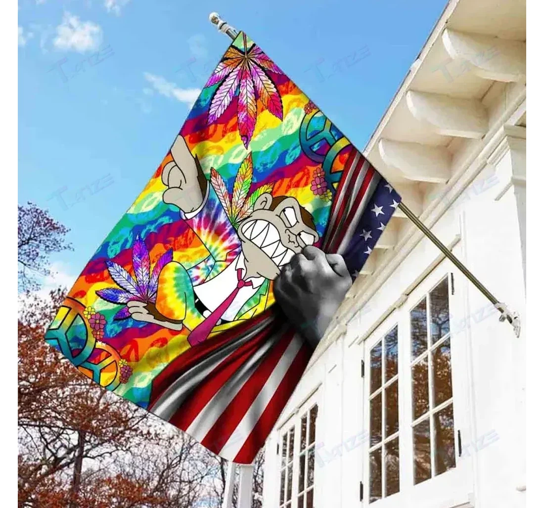 Weed American Tie Dye Color 4th July Double-Sided, UV And Fade - Resistant Flag