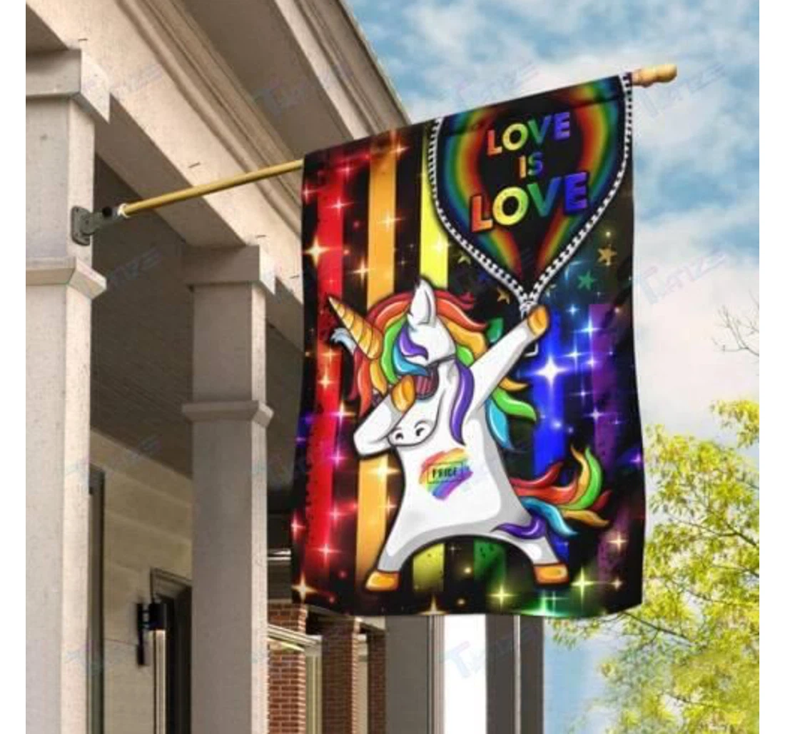 Lgbt Unicorn Rainbow Love Is Love Double-Sided, UV And Fade - Resistant Flag