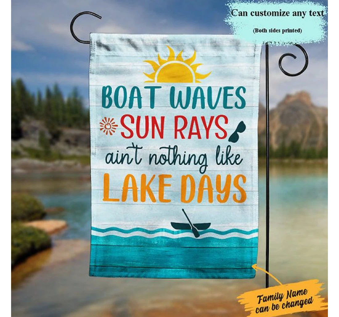 Boat Waves Sun Rays Ain’t Nothing Like Lake Days Custom Pool Side Printed Party Custom Double-Sided, UV And Fade - Resistant Flag