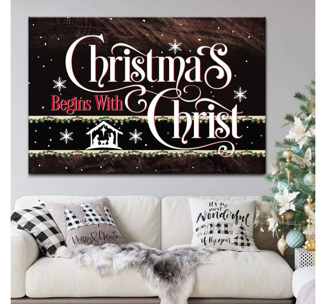 Poster, Canvas - Begins With Christ Jesus Born Christian Gifts Print Framed Wall Art