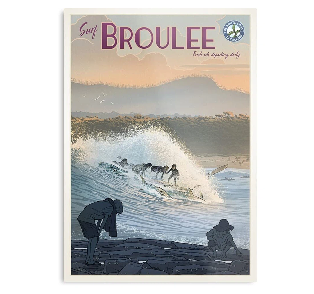 Poster, Canvas - Nsw Rockpools Surf Pope Surfing Is Calling Broulee David Coast South The Print Framed Wall Art