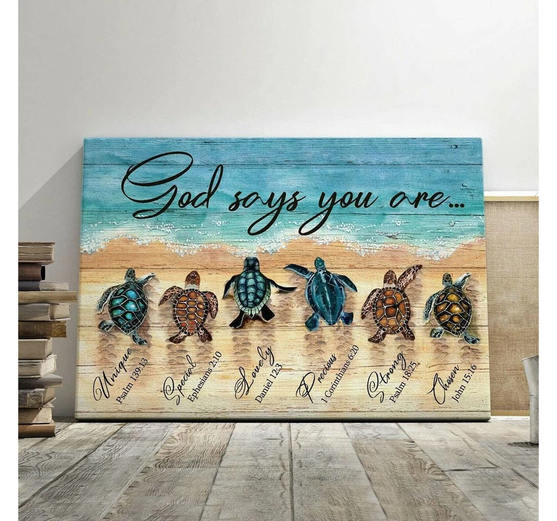 Poster, Canvas - Sea Turtle God Say You Are Sea Turtle Lover, Quote, Summer Vibe, Print Framed Wall Art