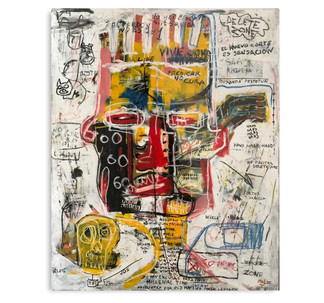 Poster, Canvas - Samo Michel Basquiat Skull Jean Portrait The Print Framed Wall Art