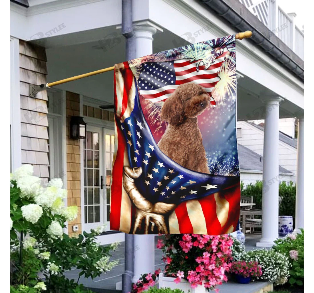 Happy Independence Day Poodle Double-Sided, UV And Fade - Resistant Flag