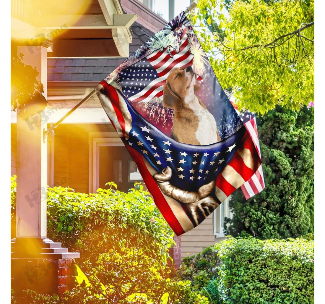 Happy Independence Day Beagle Double-Sided, UV And Fade - Resistant Flag