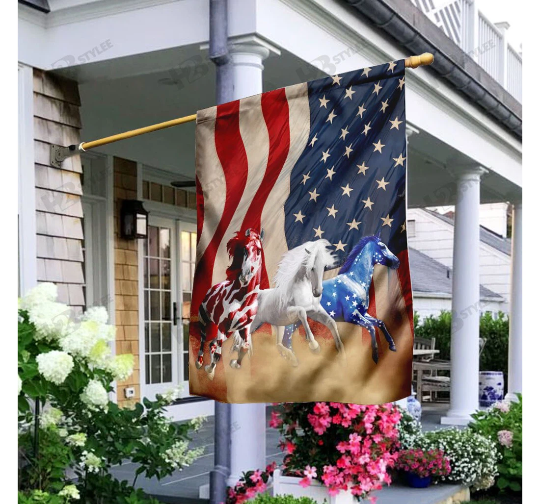 Horse Independence Day Double-Sided, UV And Fade - Resistant Flag